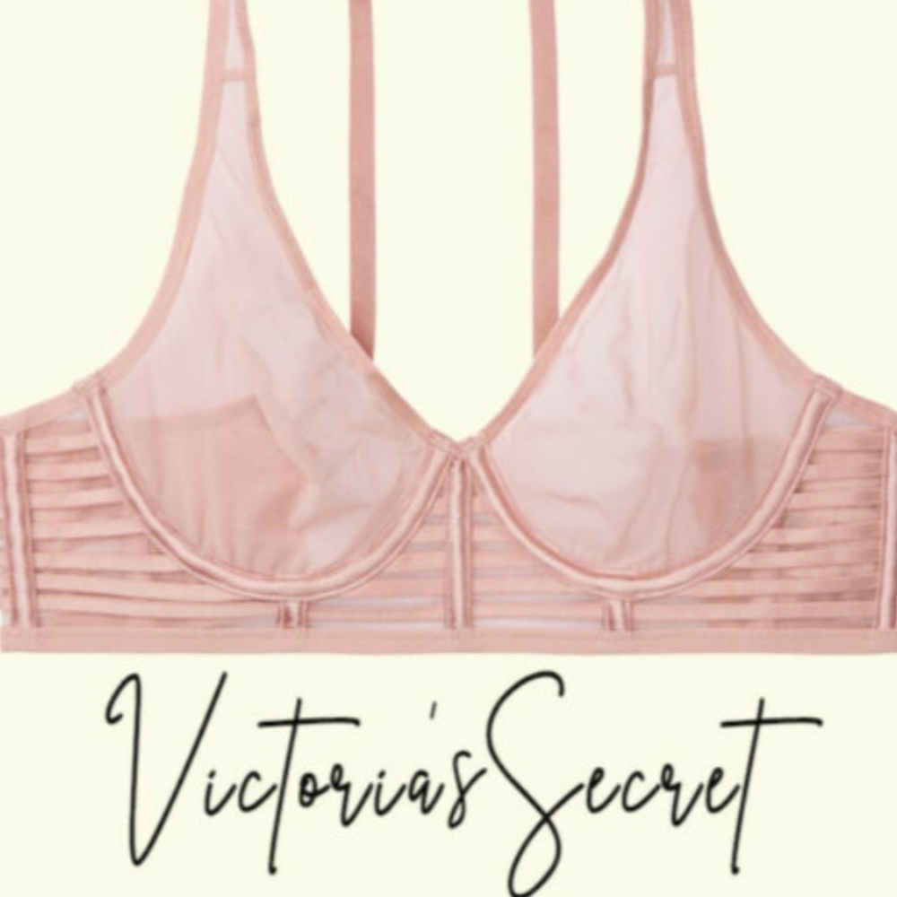 NWOT VS CREM Unlined Mesh Full-coverage Plunge, 32B. *P1034 - Picture 2 of 10